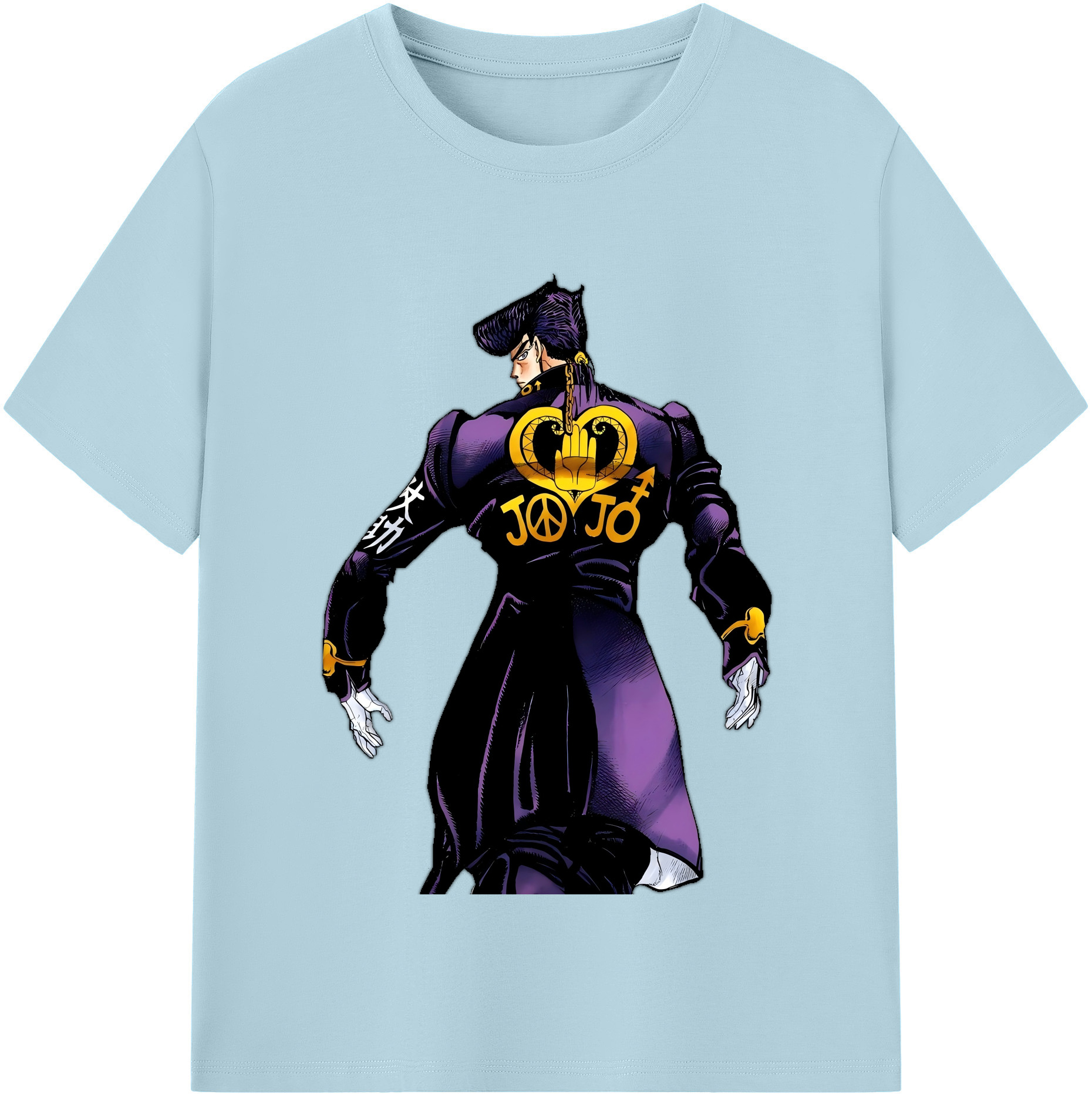 （画像用） ジョジョの奇妙な冒険 ひがしかた じょうすけ JoJo's Bizarre Adventure Higashikata Josuke 綿100％半袖Tシャツ（フロントプリント）